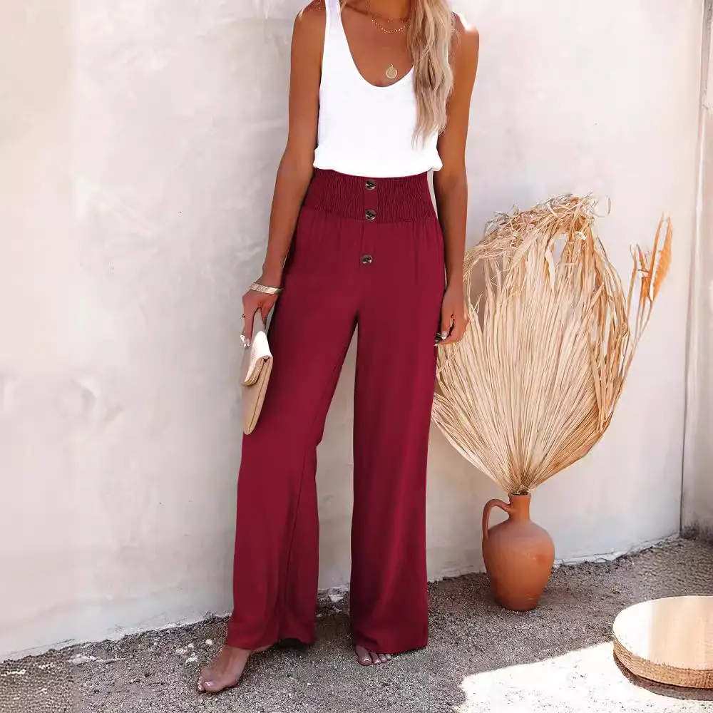 2024 Wide Leg High Waist Cotton Linen Pants