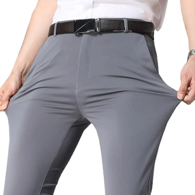 Men's Slim Fit Black Stretch Plain Pants - Image 12