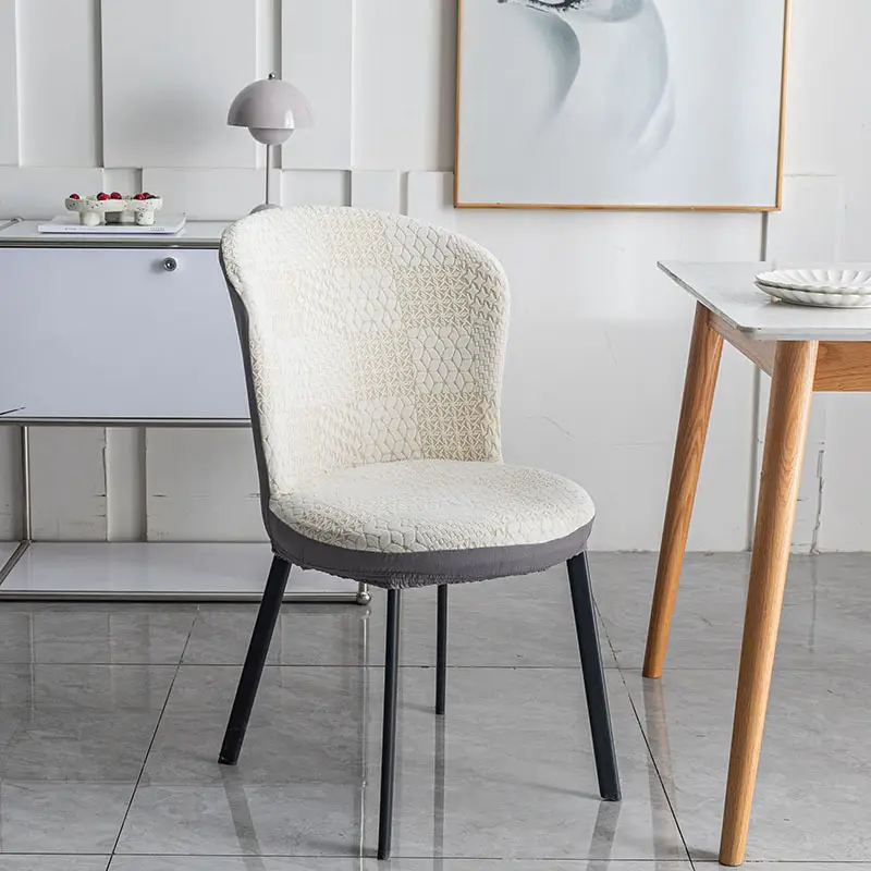 Modern Blue Jacquard Round Chair Cover for Home Dining - Image 3