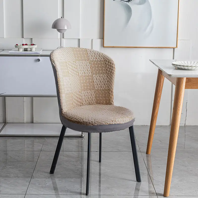 Modern Blue Jacquard Round Chair Cover for Home Dining - Image 4