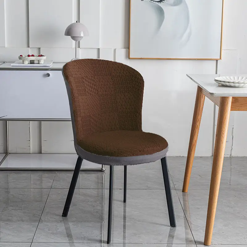 Modern Blue Jacquard Round Chair Cover for Home Dining - Image 5