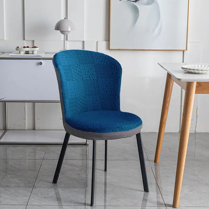 Modern Blue Jacquard Round Chair Cover for Home Dining - Image 6