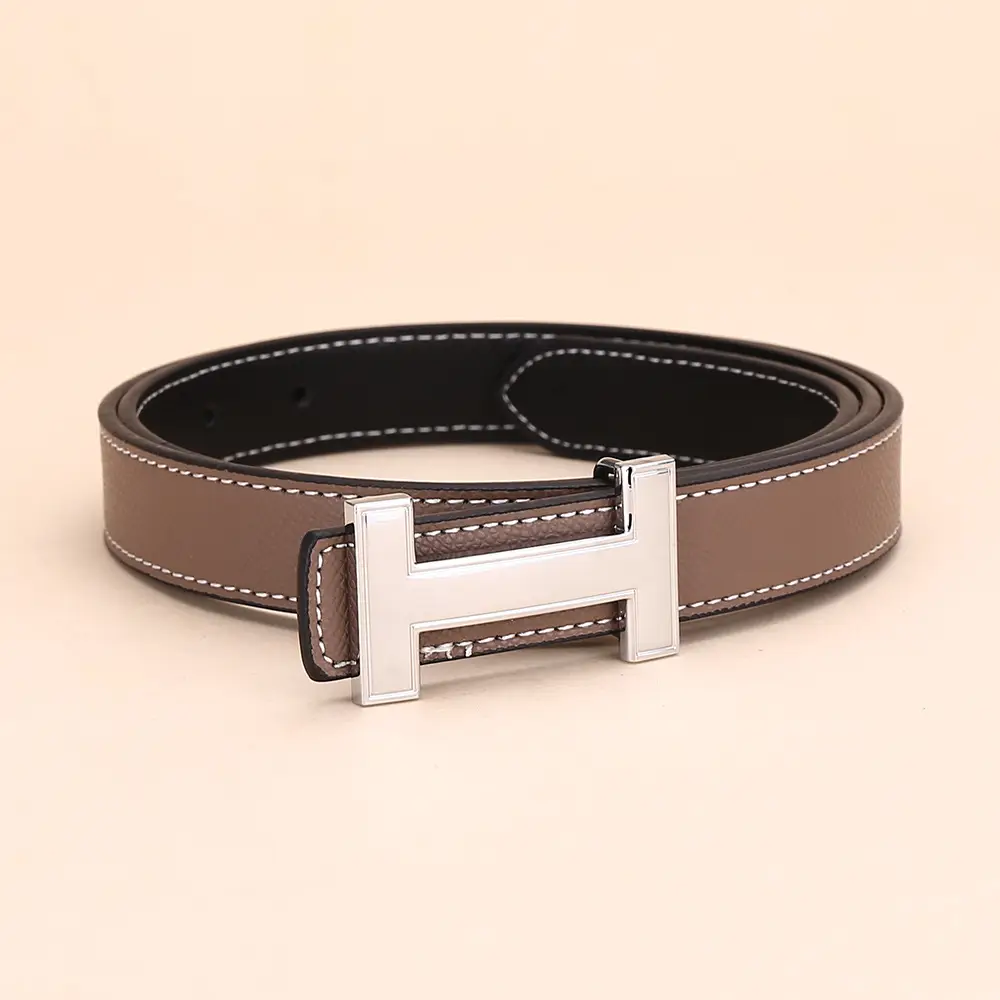 Women's H-Buckle Belt Genuine Leather White 52-95cm - Image 11