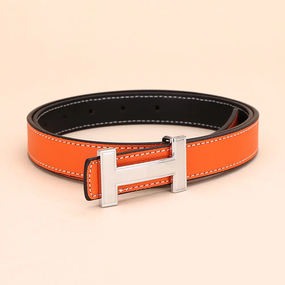 Women's H-Buckle Belt Genuine Leather White 52-95cm - Image 12