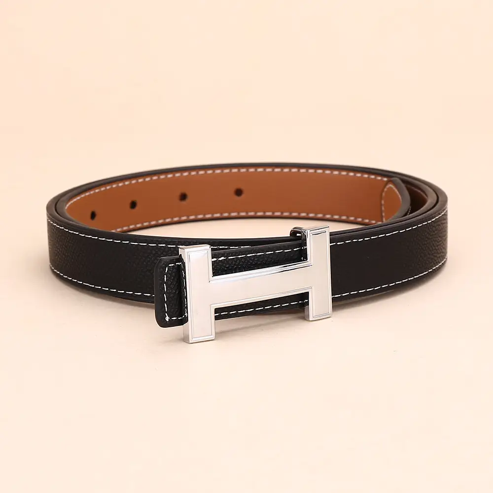 Women's H-Buckle Belt Genuine Leather White 52-95cm - Image 13
