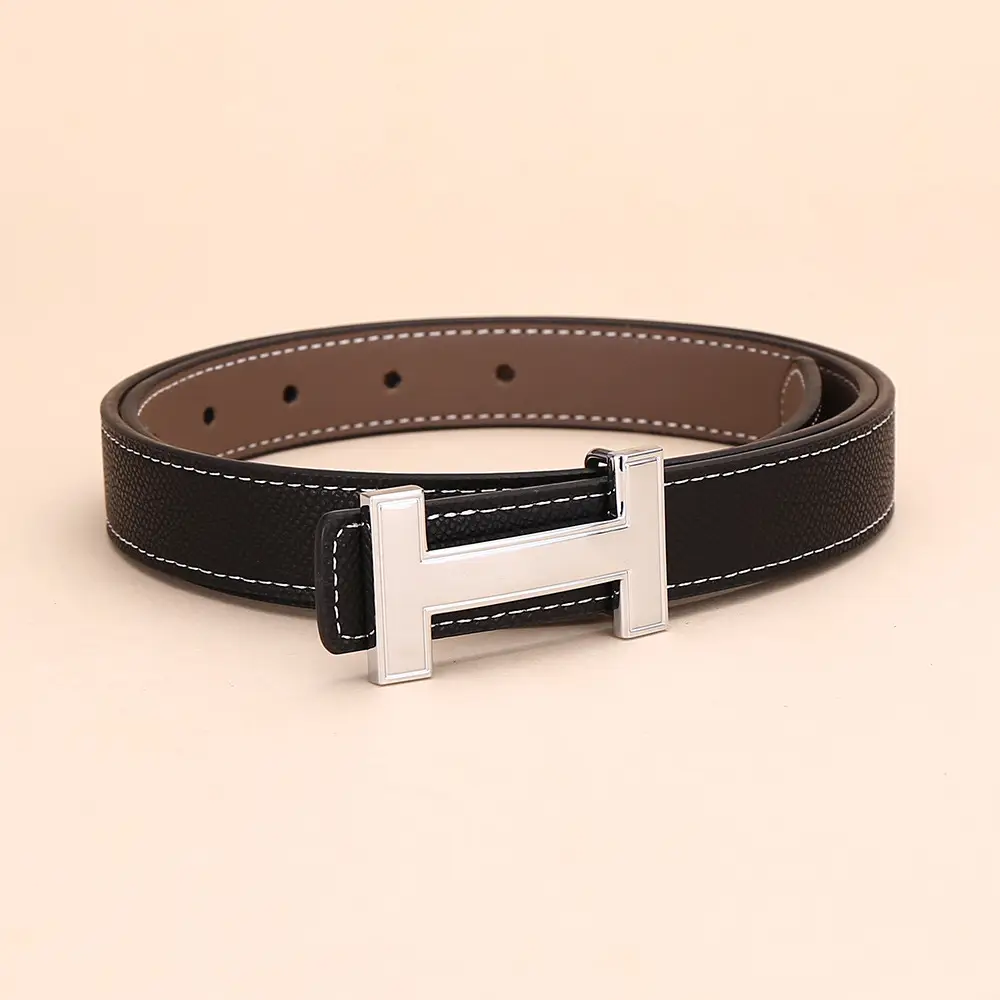 Women's H-Buckle Belt Genuine Leather White 52-95cm - Image 15