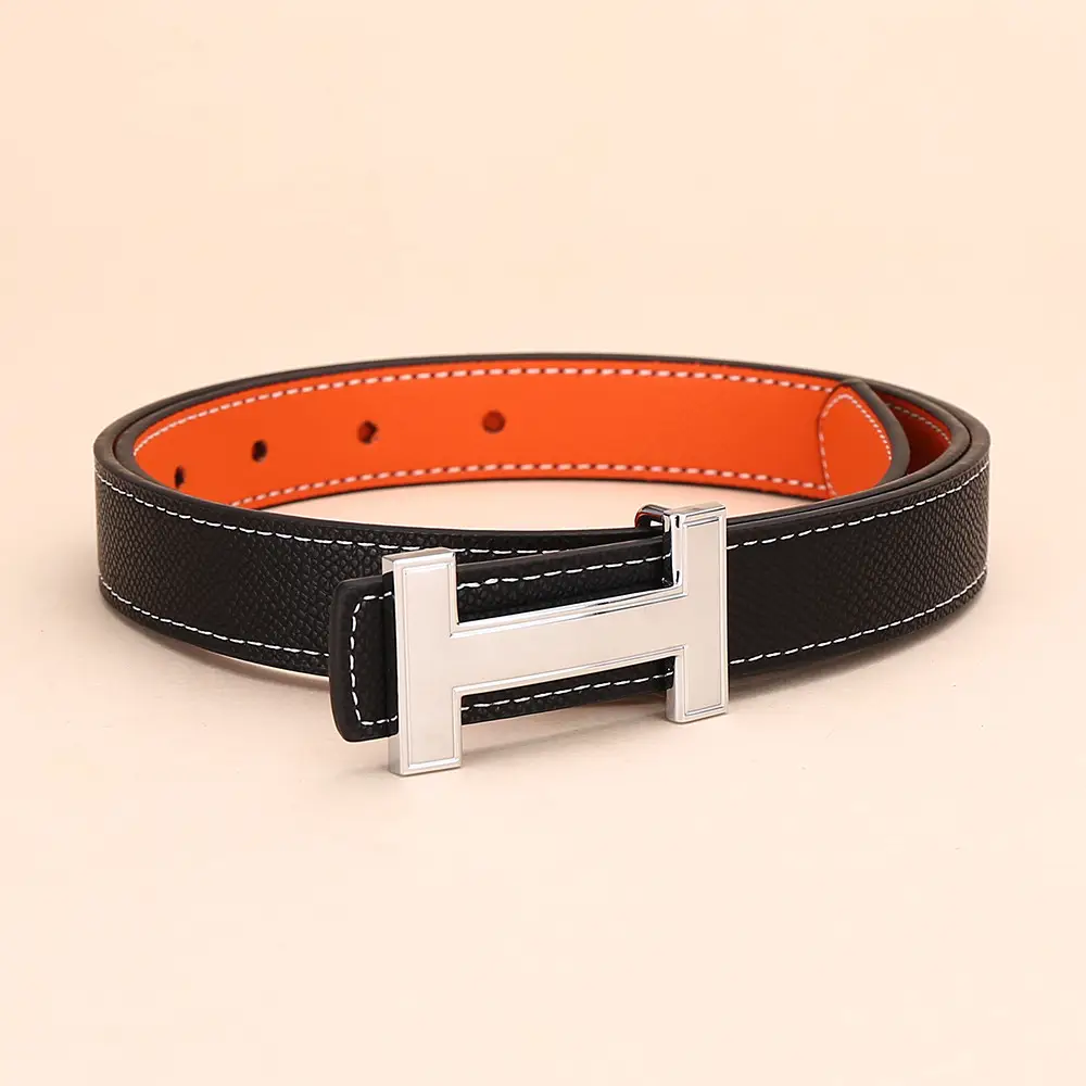 Women's H-Buckle Belt Genuine Leather White 52-95cm - Image 16