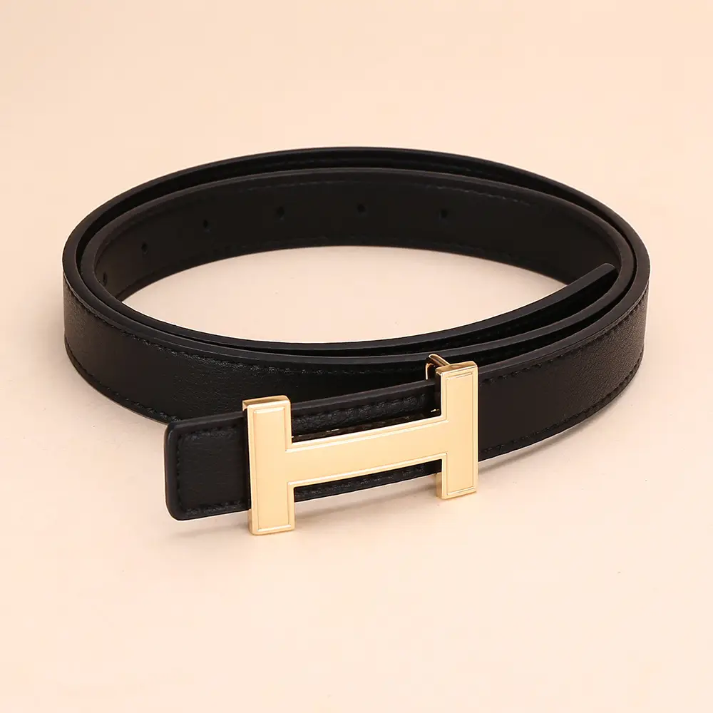 Women's H-Buckle Belt Genuine Leather White 52-95cm - Image 17