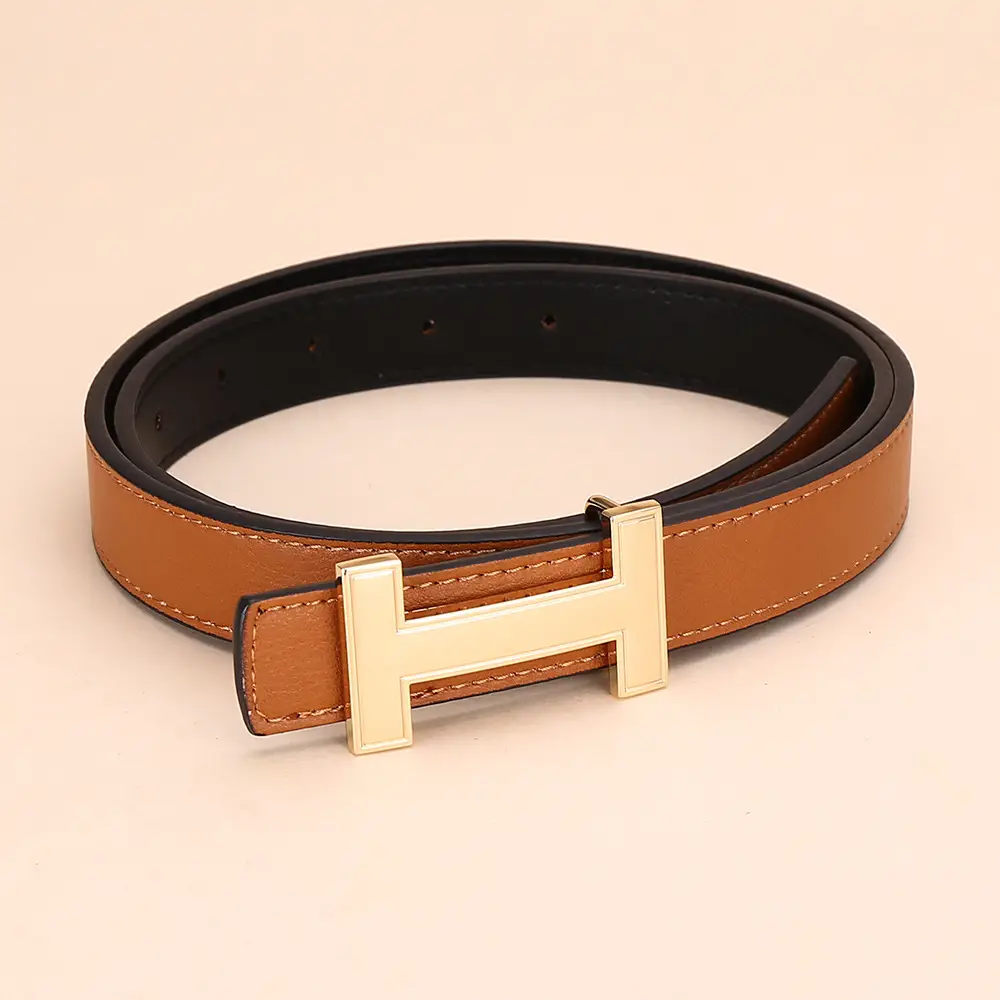 Women's H-Buckle Belt Genuine Leather White 52-95cm - Image 18