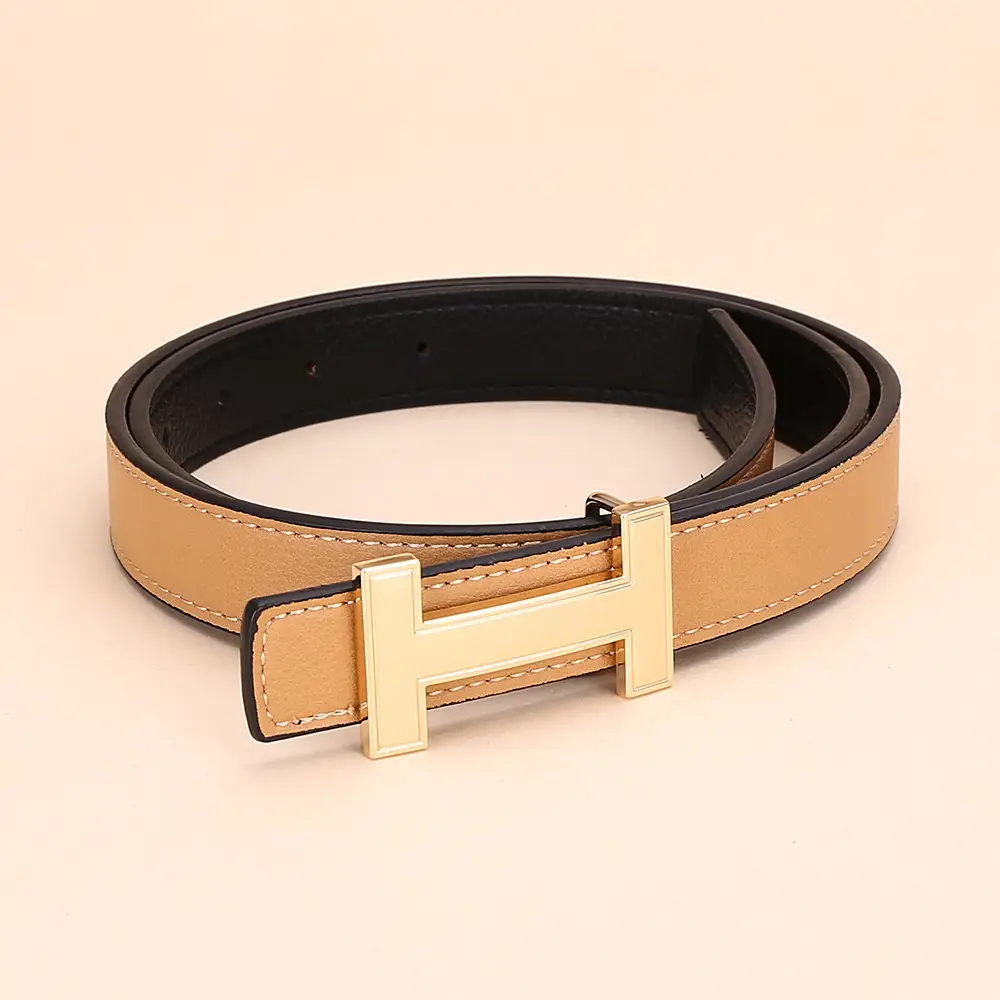 Women's H-Buckle Belt Genuine Leather White 52-95cm - Image 19