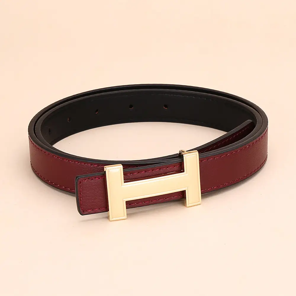 Women's H-Buckle Belt Genuine Leather White 52-95cm - Image 22