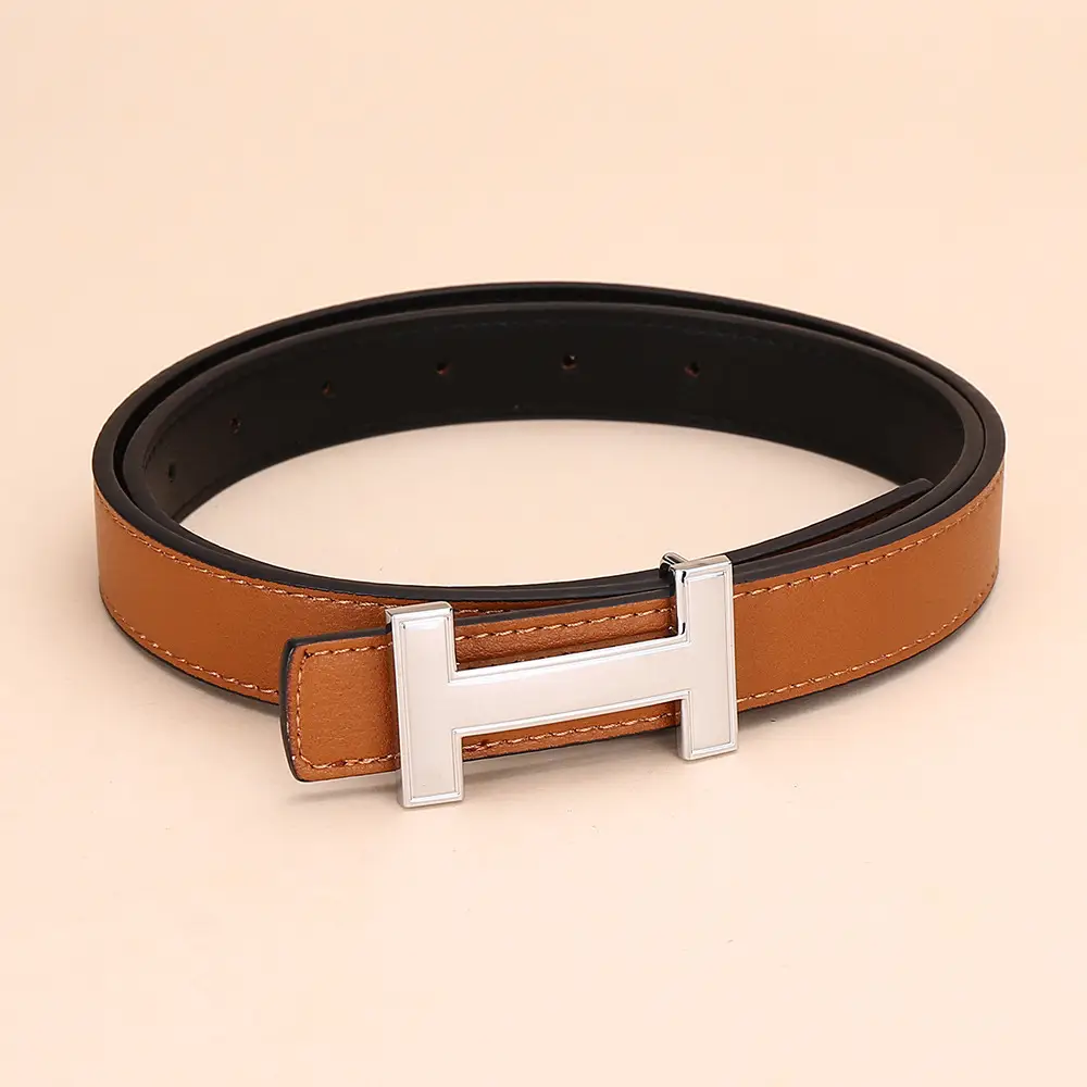 Women's H-Buckle Belt Genuine Leather White 52-95cm - Image 25