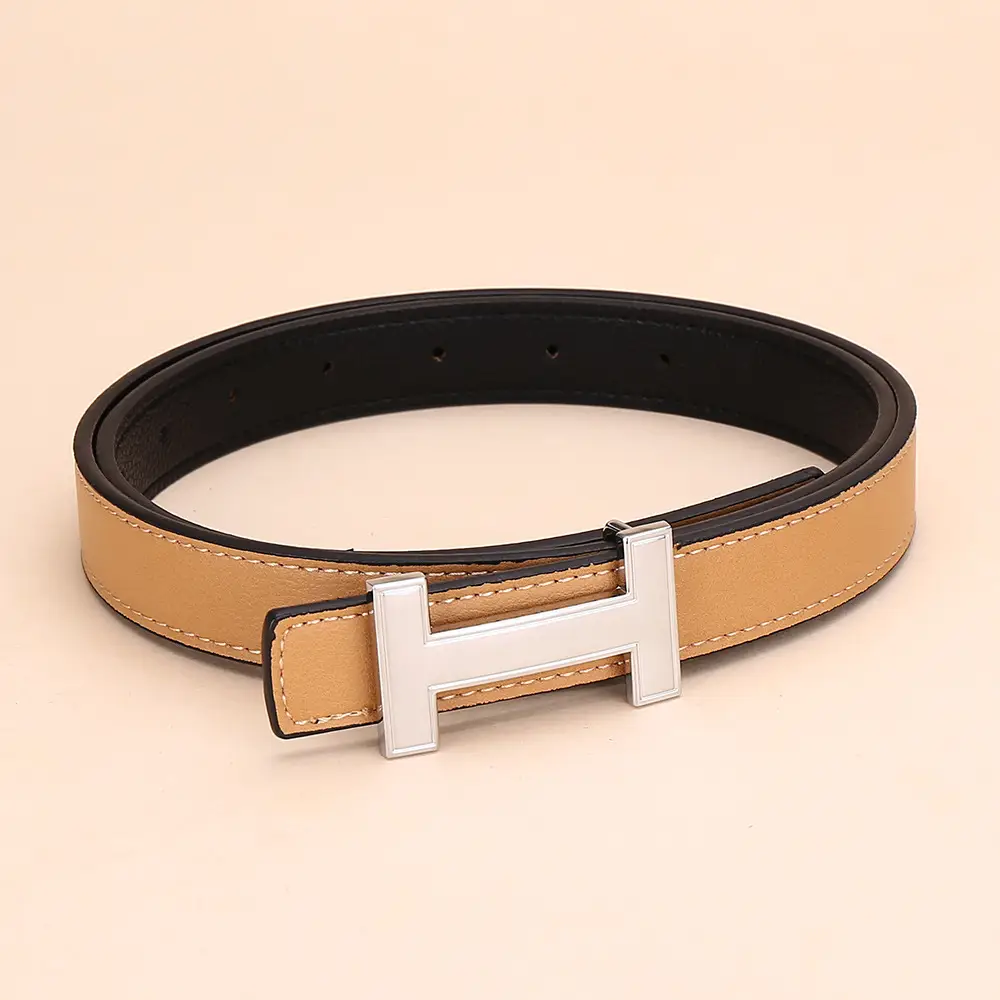 Women's H-Buckle Belt Genuine Leather White 52-95cm - Image 26