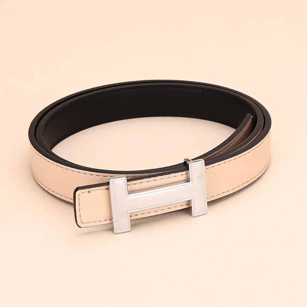 Women's H-Buckle Belt Genuine Leather White 52-95cm - Image 27