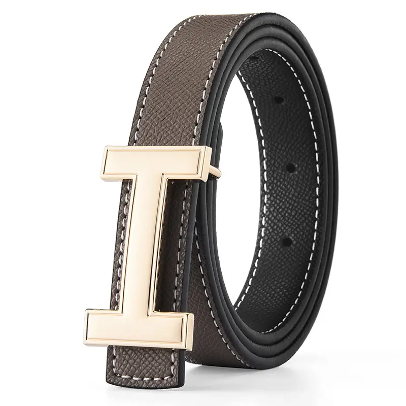 Women's H-Buckle Belt Genuine Leather White 52-95cm - Image 3
