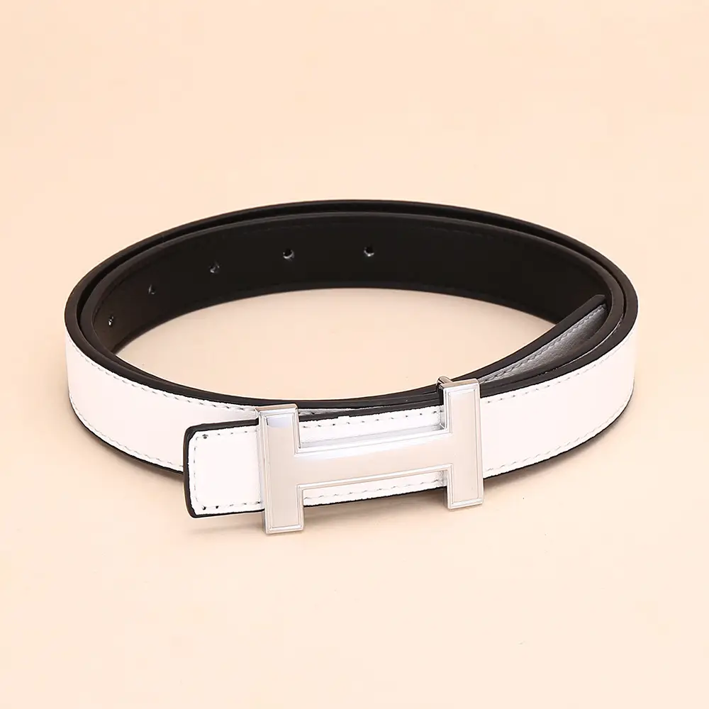 Women's H-Buckle Belt Genuine Leather White 52-95cm - Image 30