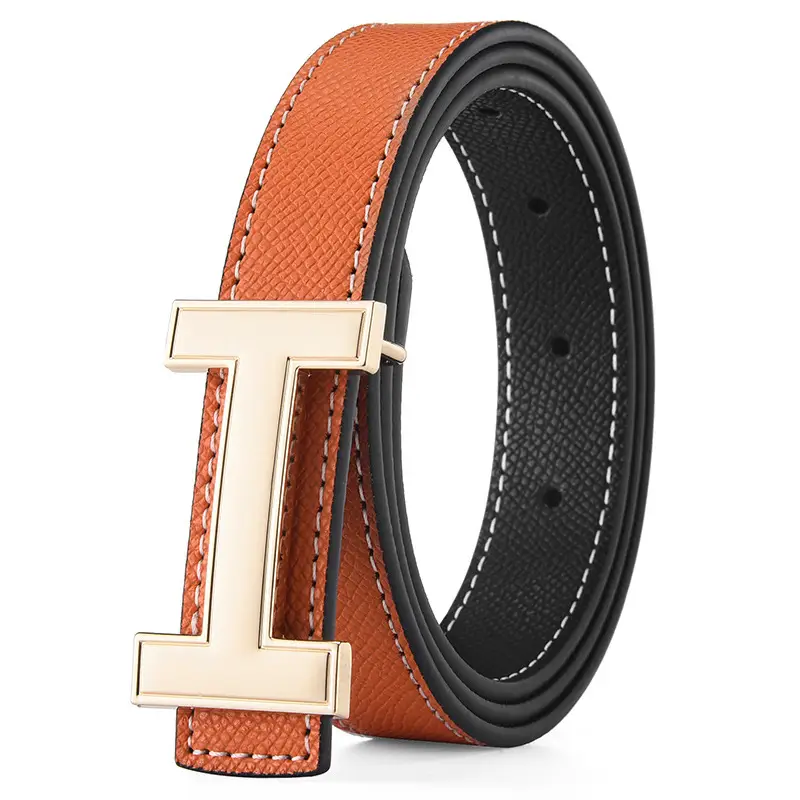 Women's H-Buckle Belt Genuine Leather White 52-95cm - Image 4