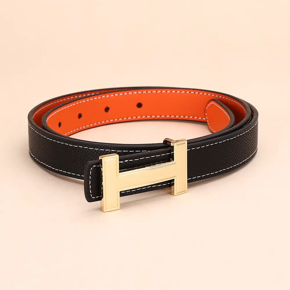Women's H-Buckle Belt Genuine Leather White 52-95cm - Image 8