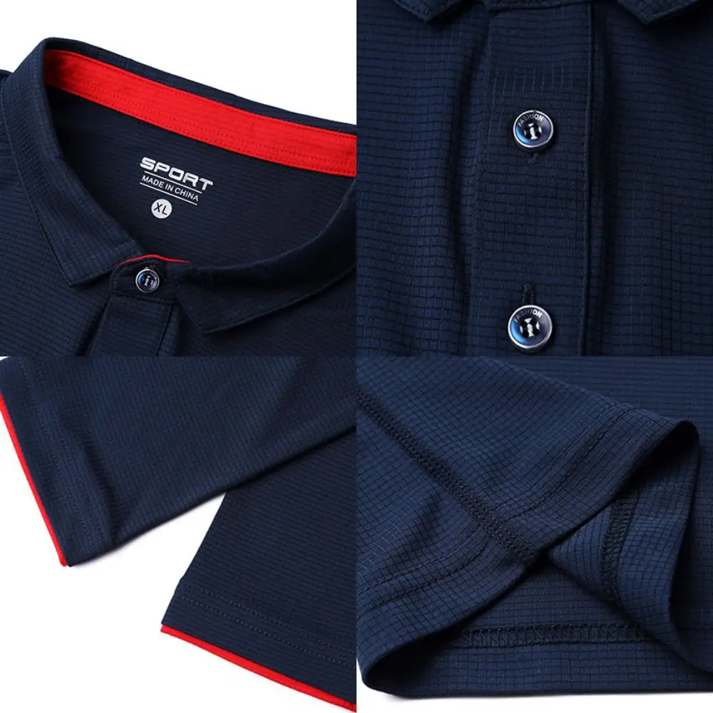 Men Long Sleeve Polo Shirt Black Blue White Custom Workwear