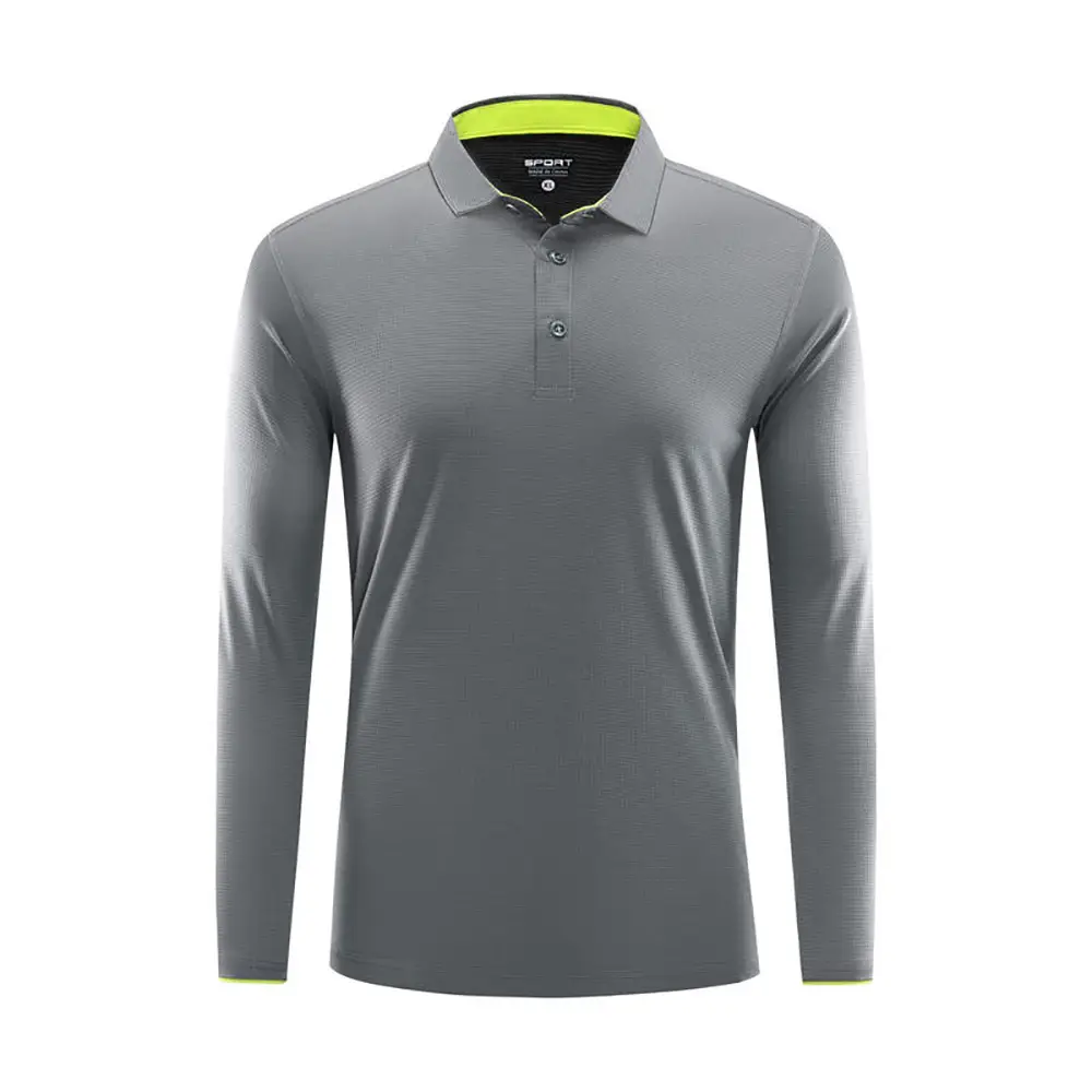 Men Long Sleeve Polo Shirt Black Blue White Custom Workwear