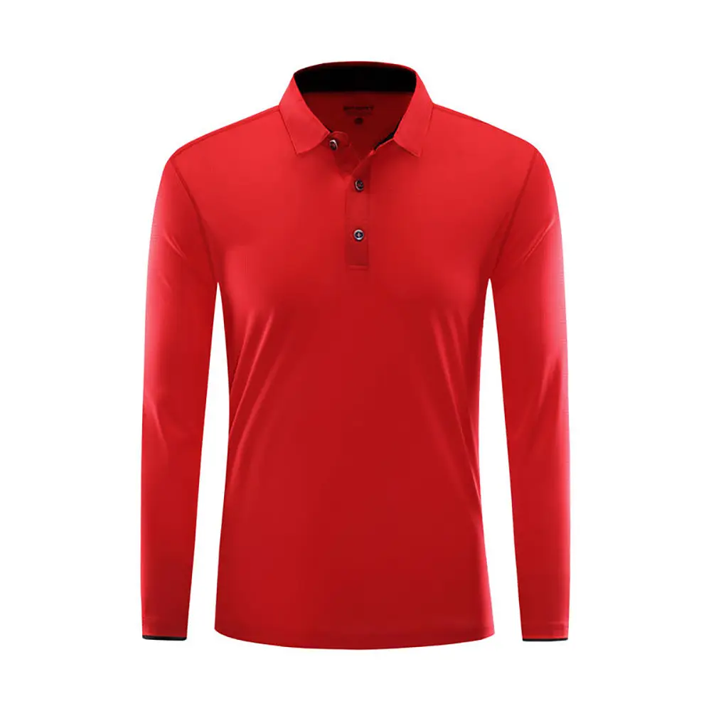 Men Long Sleeve Polo Shirt Black Blue White Custom Workwear