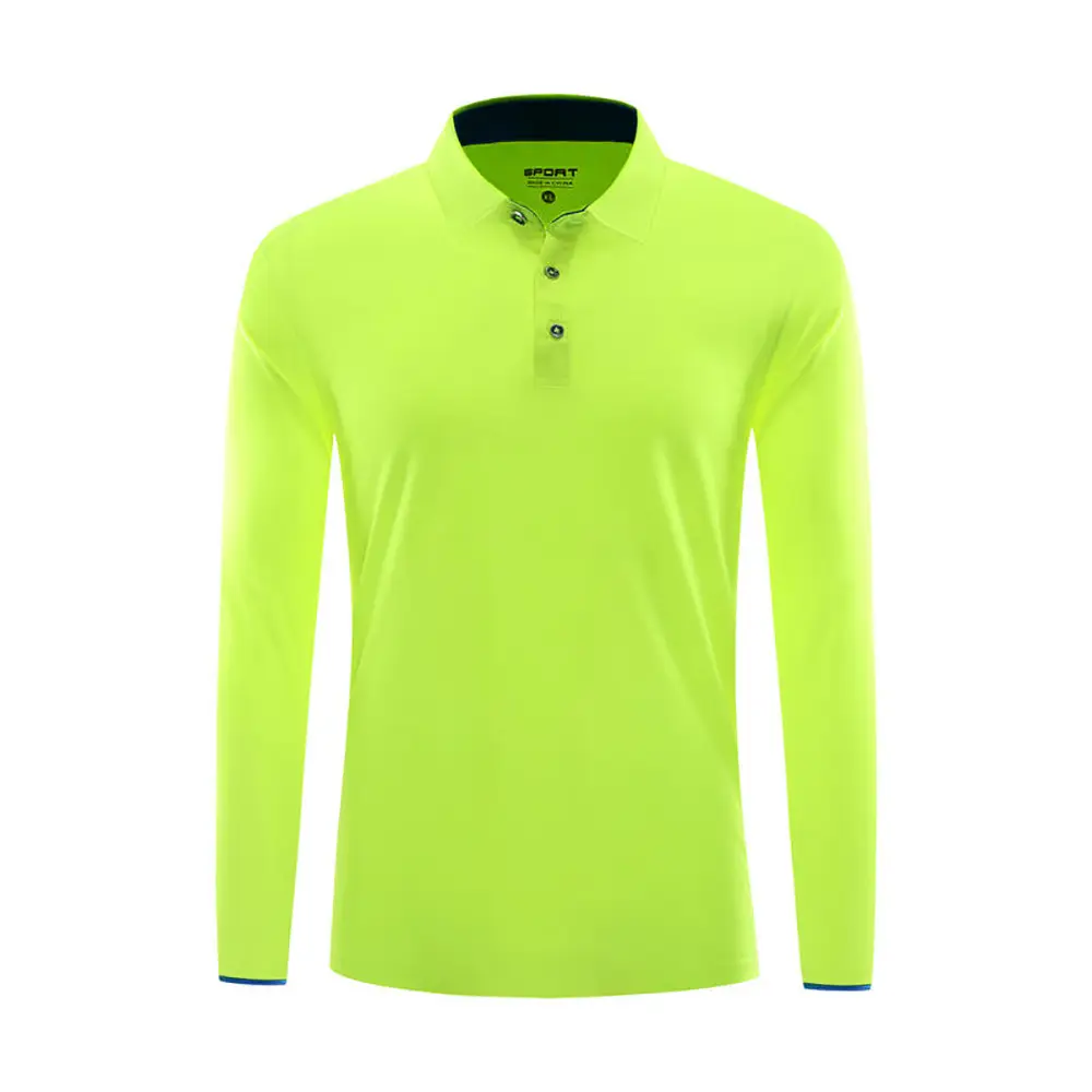 Men Long Sleeve Polo Shirt Black Blue White Custom Workwear