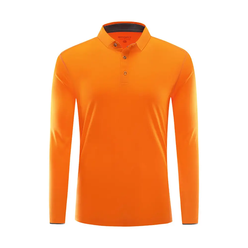 Men Long Sleeve Polo Shirt Black Blue White Custom Workwear