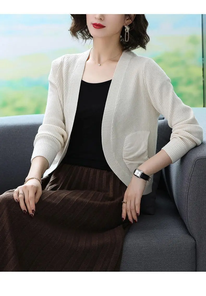 Women Knitted Cardigan with High Waist Skirt 2023 Spring Autumn — feature 11