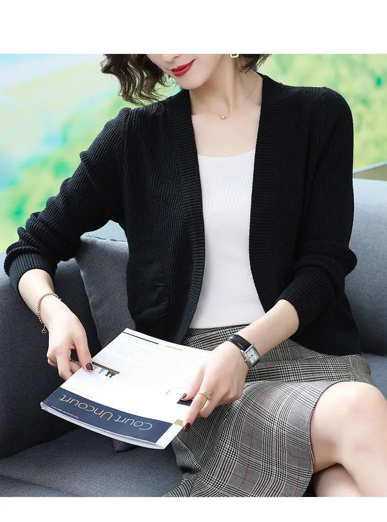 Women Knitted Cardigan with High Waist Skirt 2023 Spring Autumn — feature 12