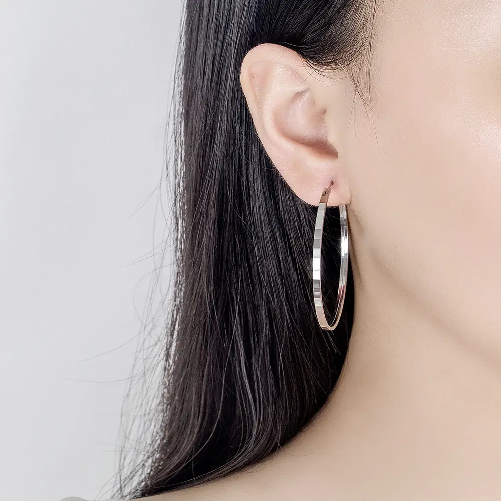European American Flash Square Hollow Ring Earrings - Image 4