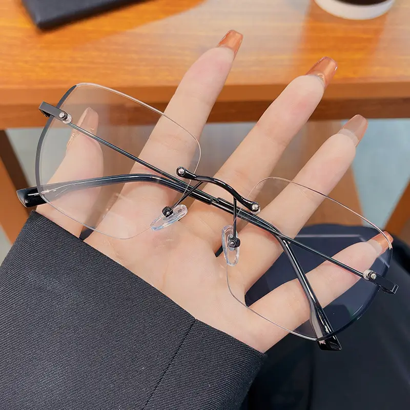 Rimless Ultra Light Frame Glasses for Men Korean Style - Image 2