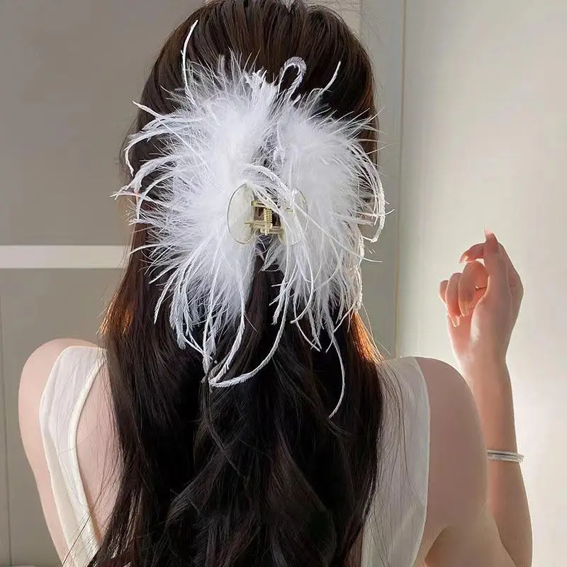 Ostrich Feather Hair Clip Autumn Winter Cyber Celebrity Wind Head - Image 6