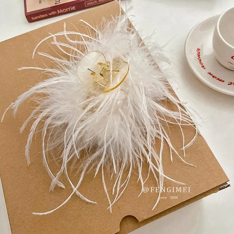 Ostrich Feather Hair Clip Autumn Winter Cyber Celebrity Wind Head - Image 2