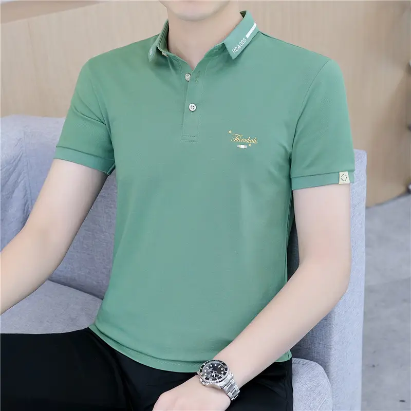 Men's Short Sleeve Polo T-Shirt Grey with Logo