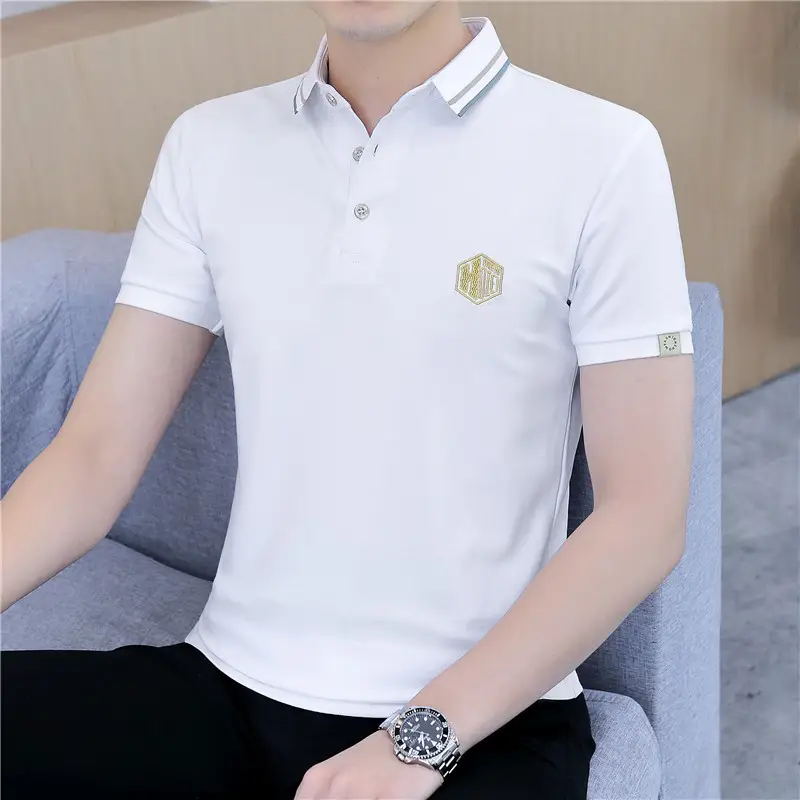 Men's Short Sleeve Polo T-Shirt Grey with Logo