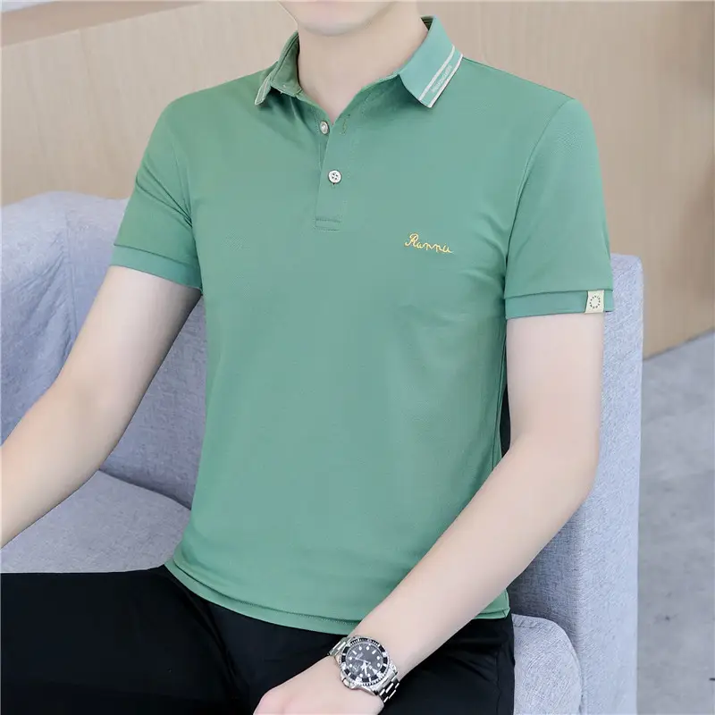 Men's Short Sleeve Polo T-Shirt Grey with Logo