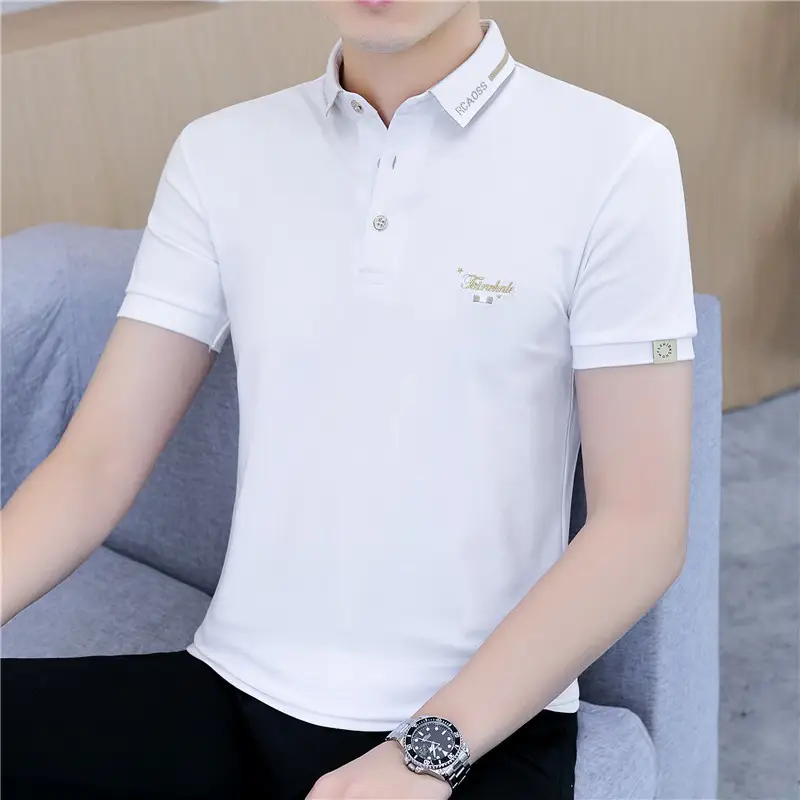 Men's Short Sleeve Polo T-Shirt Grey with Logo