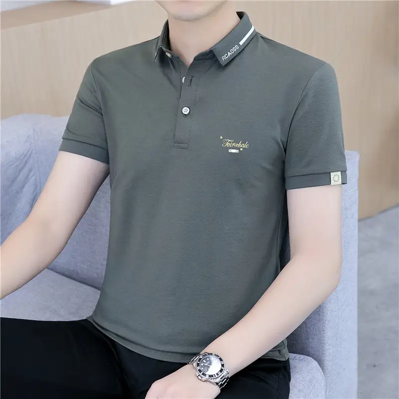 Men's Short Sleeve Polo T-Shirt Grey with Logo
