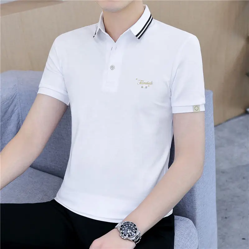 Men's Short Sleeve Polo T-Shirt Grey with Logo
