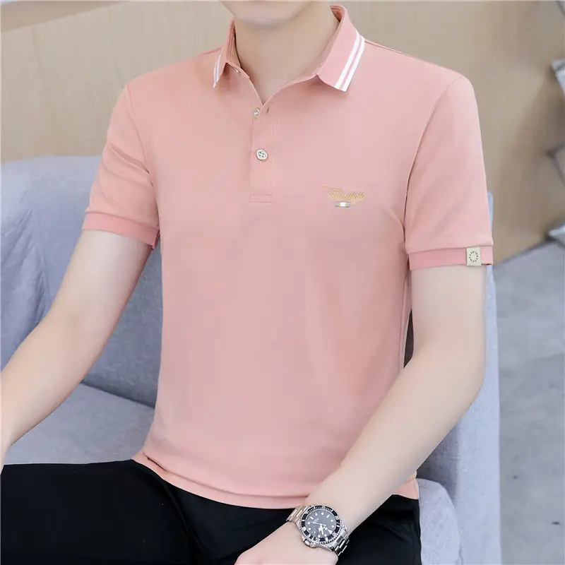 Men's Short Sleeve Polo T-Shirt Grey with Logo