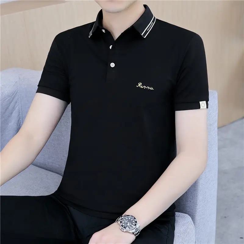 Men's Short Sleeve Polo T-Shirt Grey with Logo