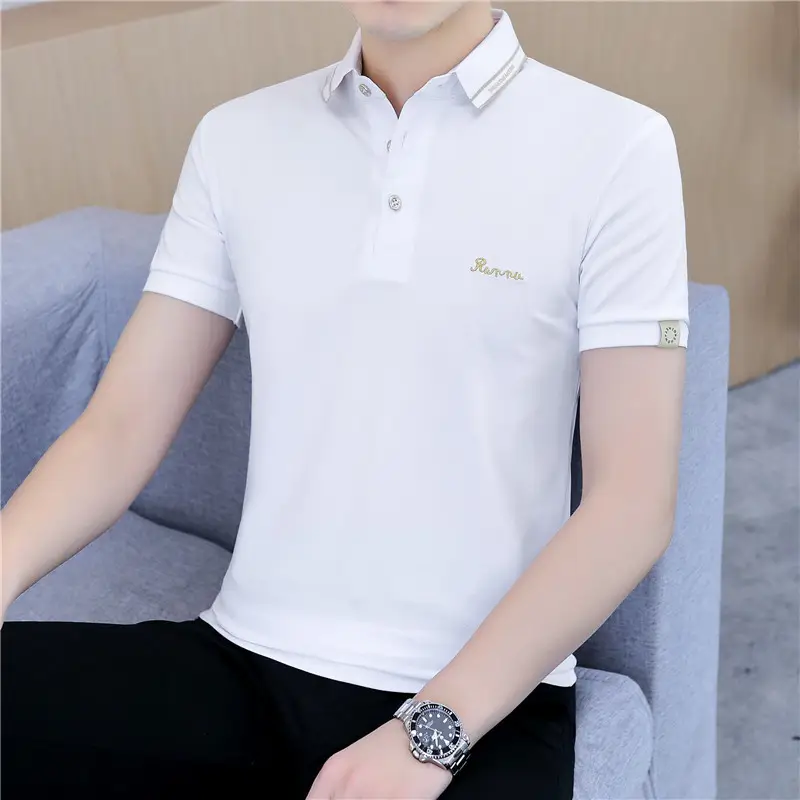Men's Short Sleeve Polo T-Shirt Grey with Logo