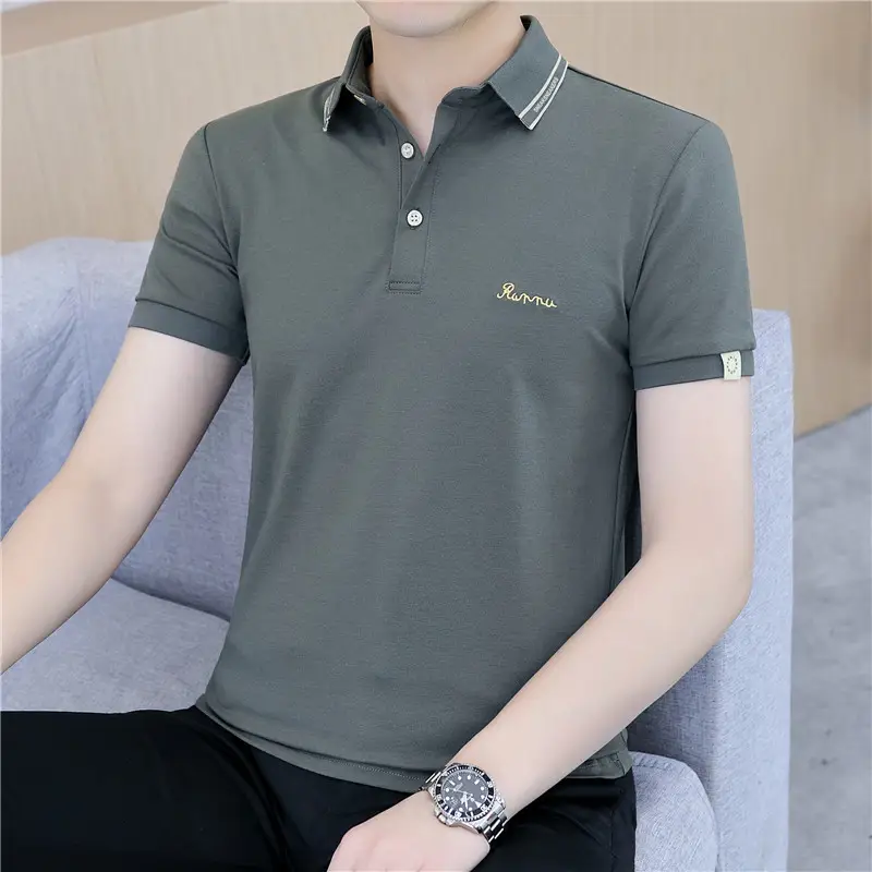 Men's Short Sleeve Polo T-Shirt Grey with Logo