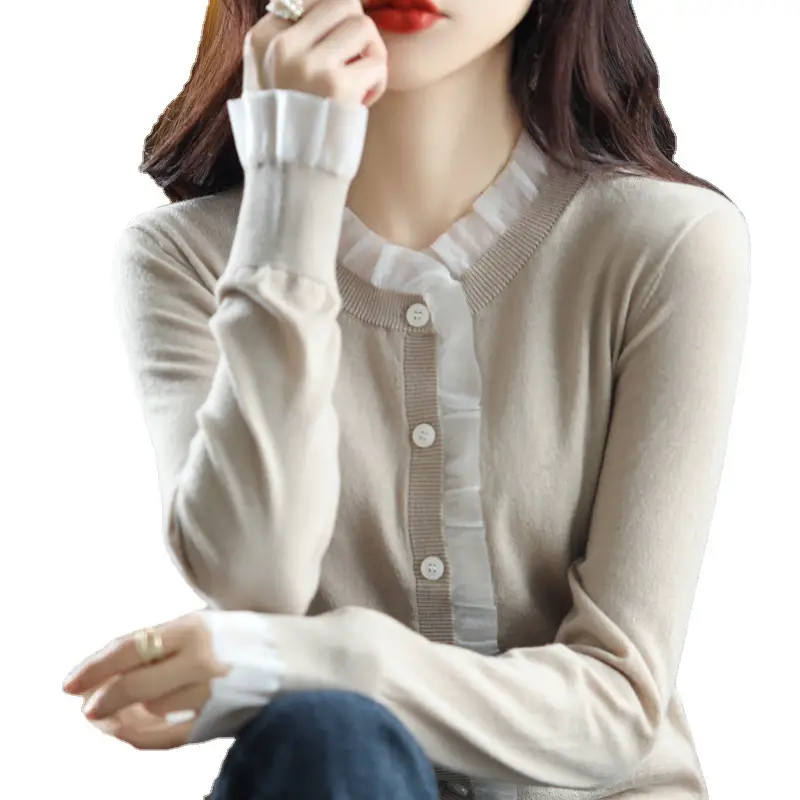 Women's Black Knitted Cardigan Top with Button Front - Image 5
