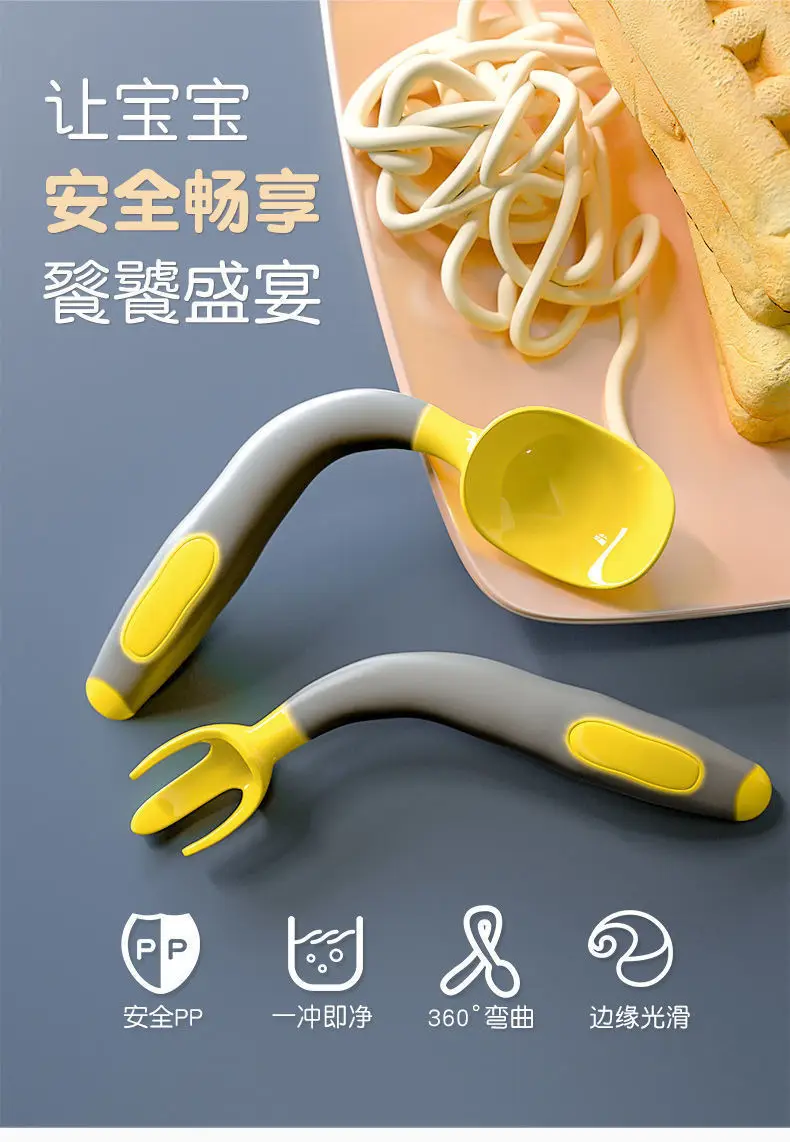Baby Learning Spoon Tilt Tableware Soft Hair Tool — feature 2