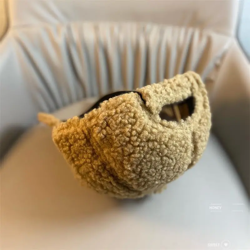 Lamb Wool Women's Winter Hat Thick Plush Letter Cap - Image 6