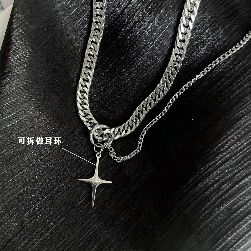 Titanium Cross Necklace for Men Women Hip Hop Style