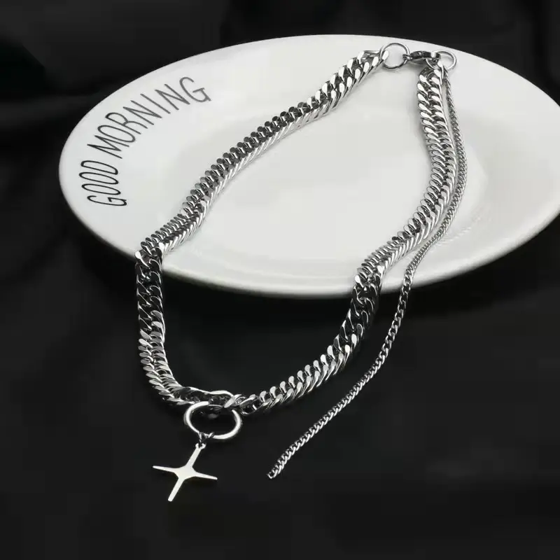 Titanium Cross Necklace for Men Women Hip Hop Style