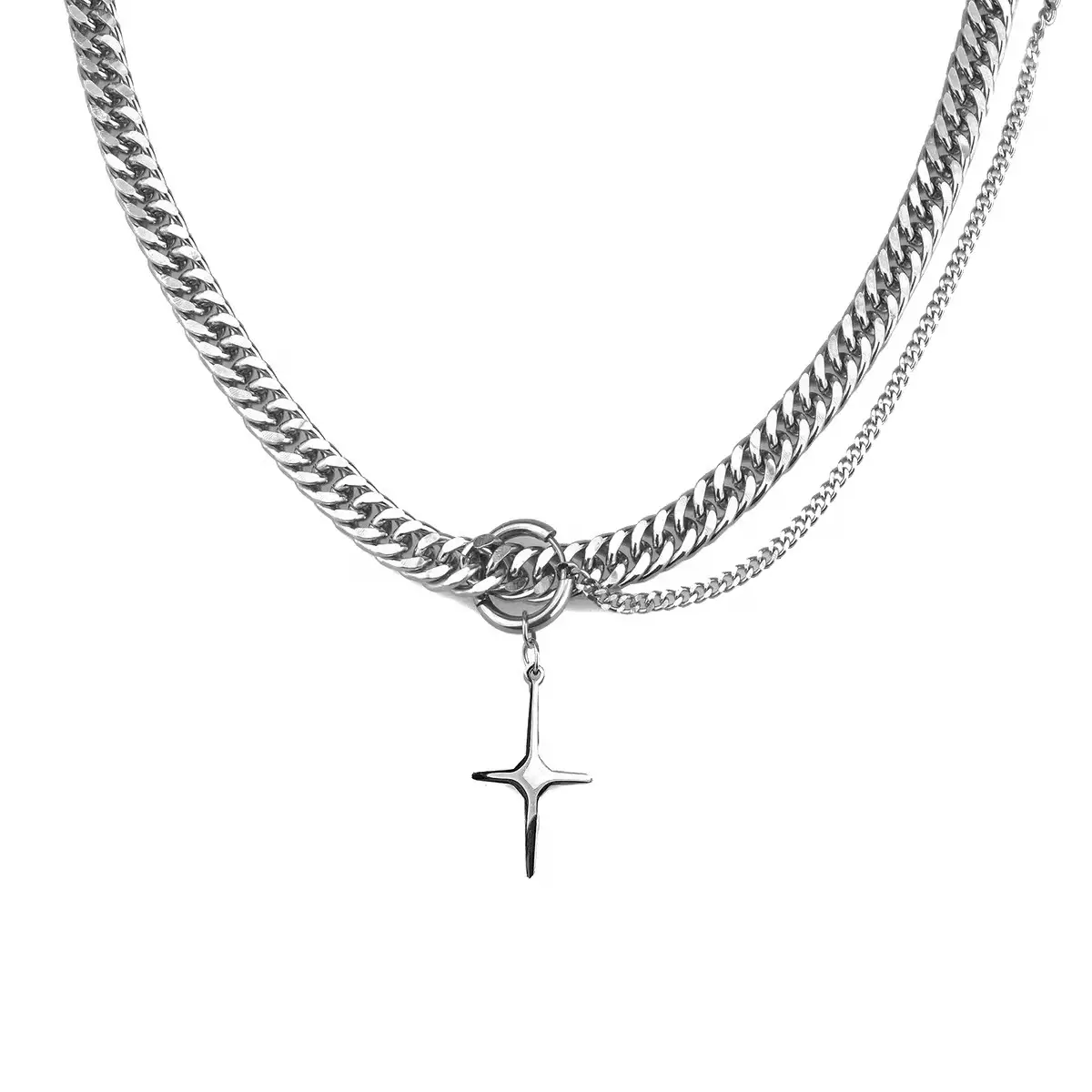 Titanium Cross Necklace for Men Women Hip Hop Style