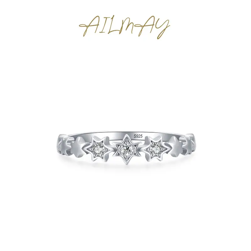 S925 Sterling Silver Star Micro Inlay Ring Women's European and American Light Luxury All-match Closed Mouth Ring - Image 5